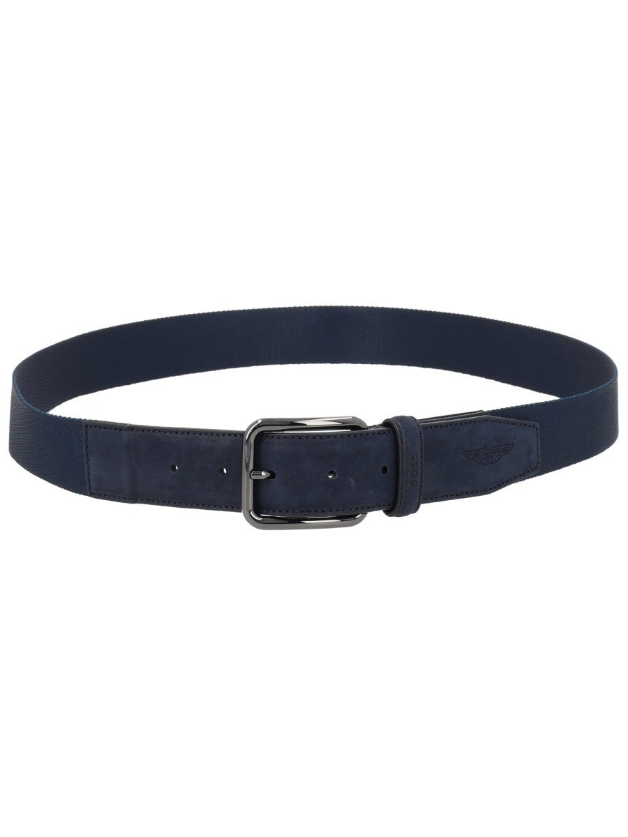 Boss x Aston Martin Leren Riem – Marineblauw
