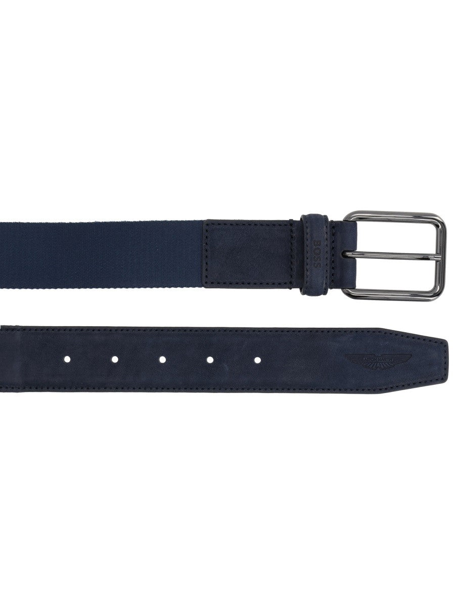 Boss x Aston Martin Leren Riem – Marineblauw