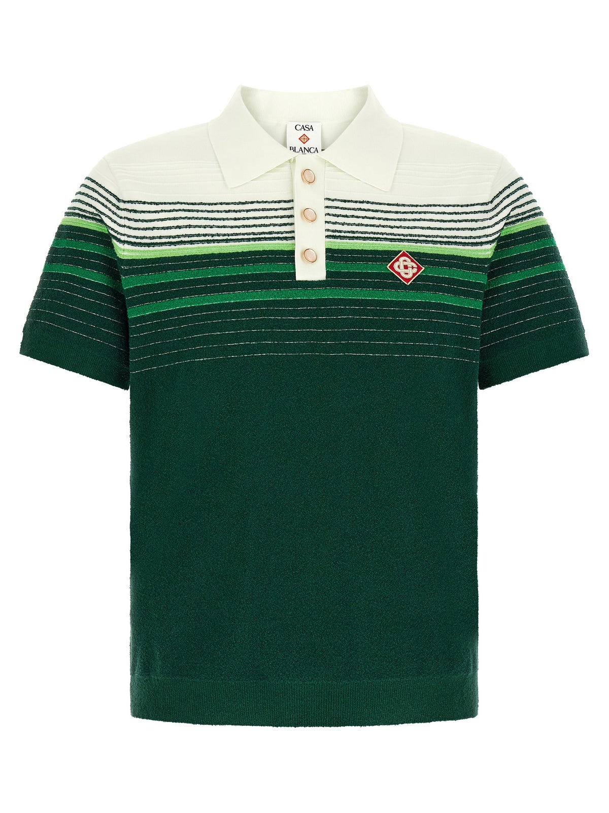 Casablanca Gestreepte bouclé polo – Groen