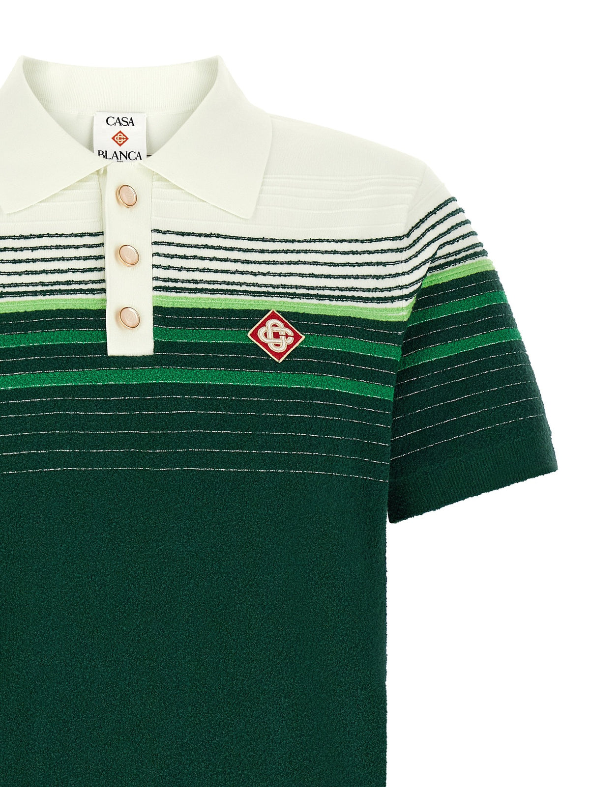 Casablanca Gestreepte bouclé polo – Groen