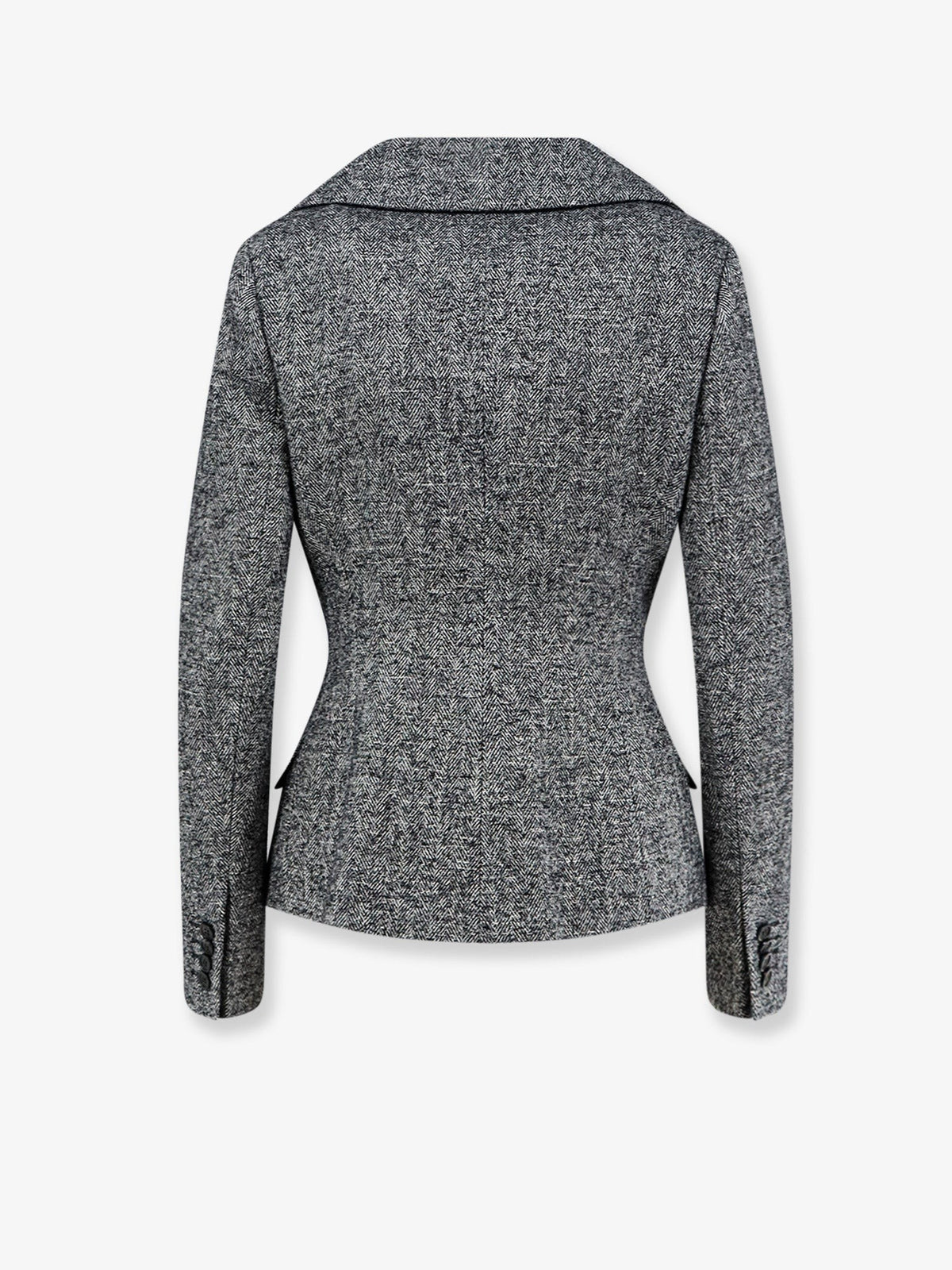 Christian Dior Bouclé Chevron Blazer – Zwart / Grijs