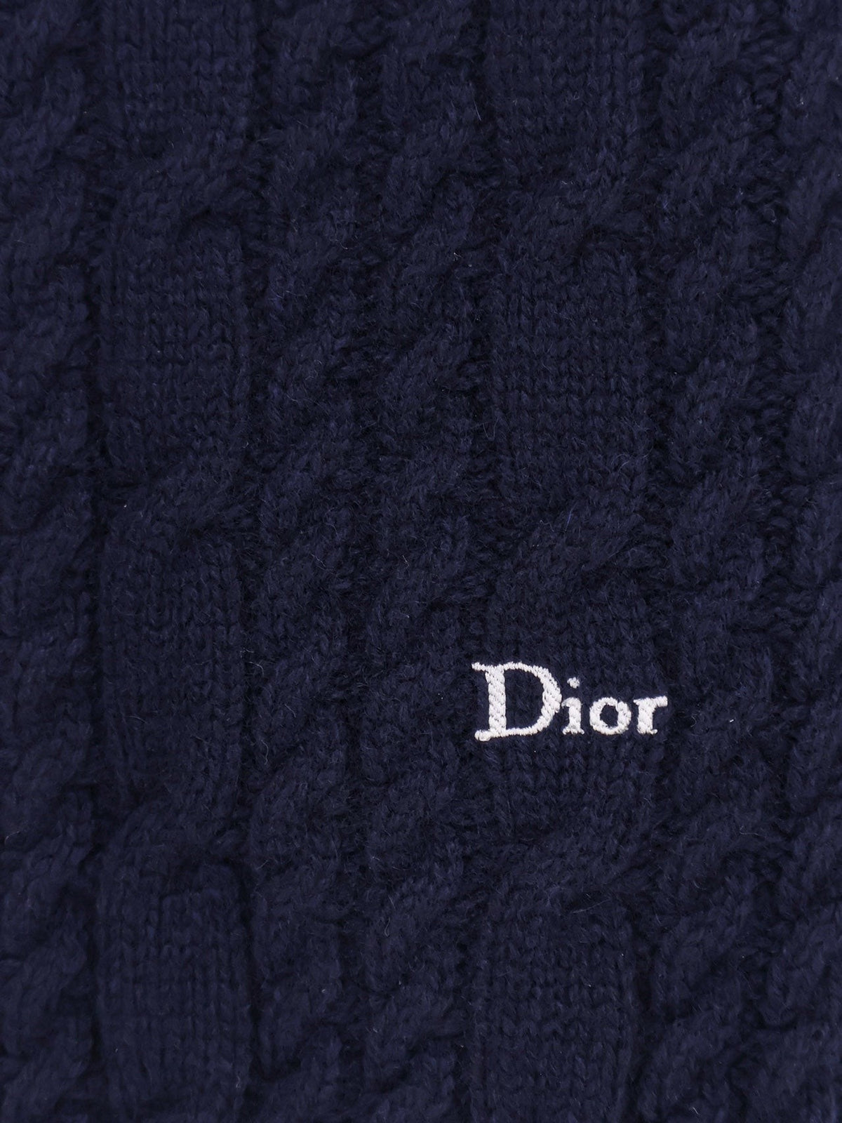 Christian Dior Kabelgebreide Kasjmier Trui – Marineblauw
