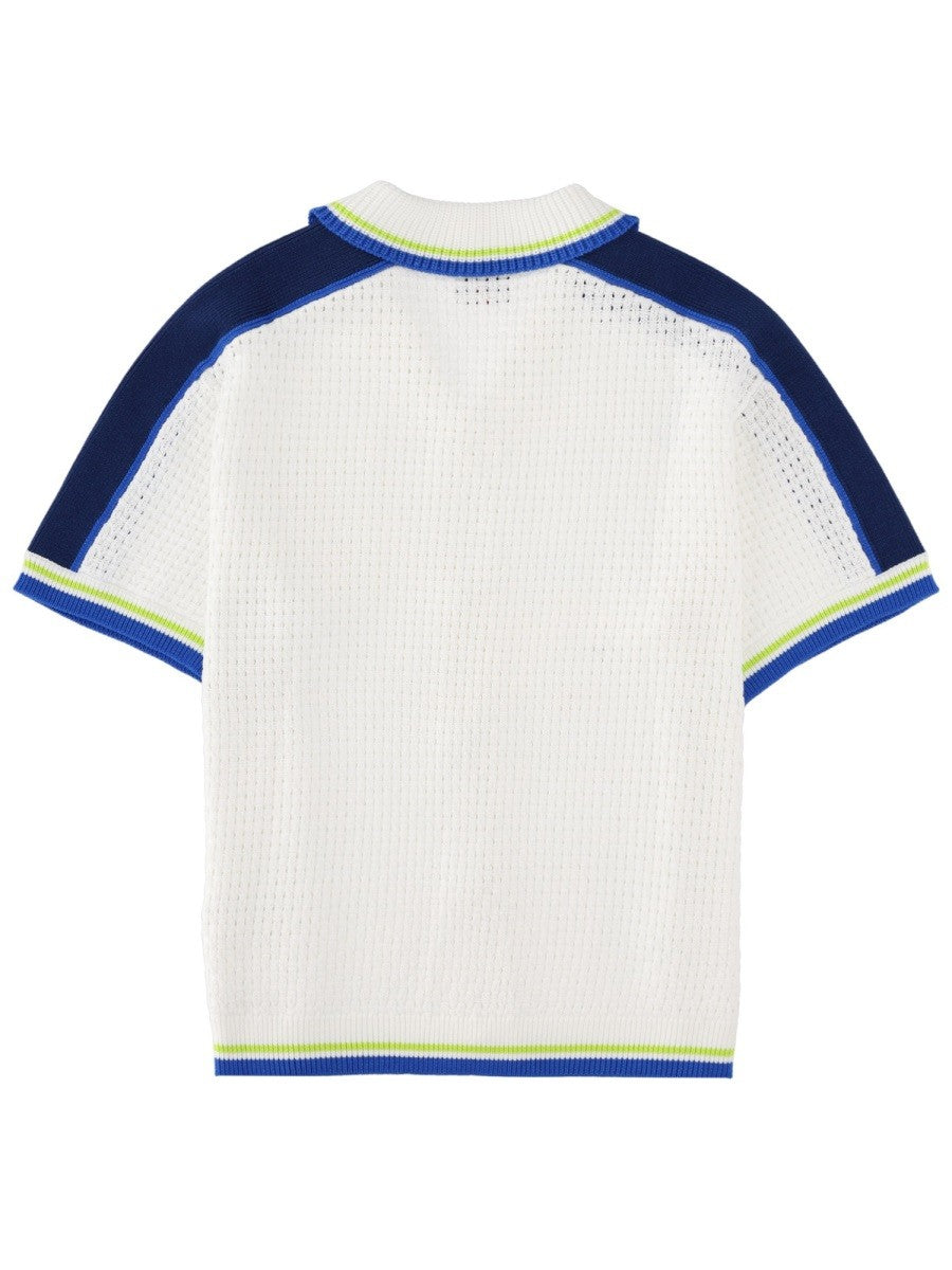 Casablanca Gehaakt Overhemd – Wit / Marineblauw