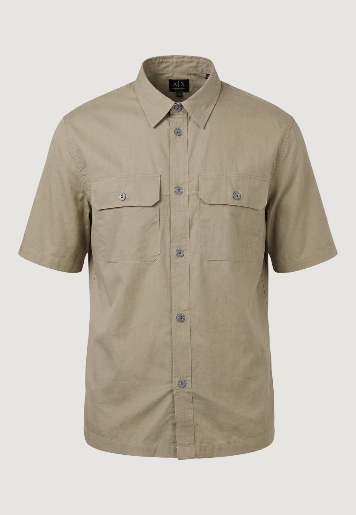 Armani Exchange Katoenen Overhemd met Korte Mouwen – Beige