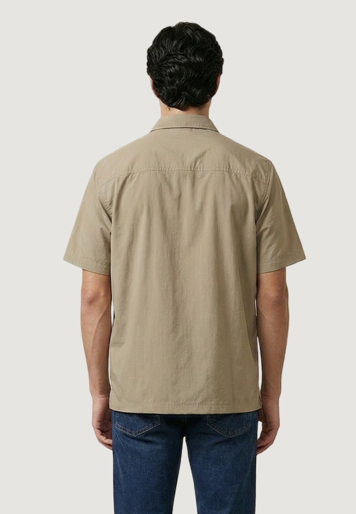 Armani Exchange Katoenen Overhemd met Korte Mouwen – Beige