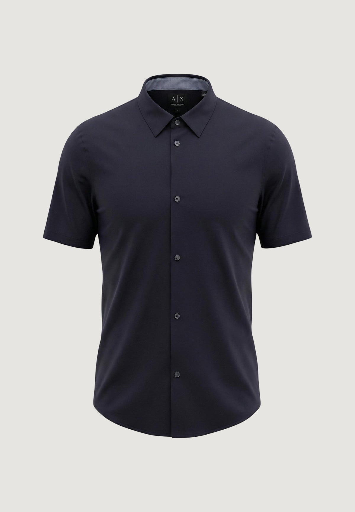 Armani Exchange Polyamide Overhemd met Korte Mouwen – Blauw