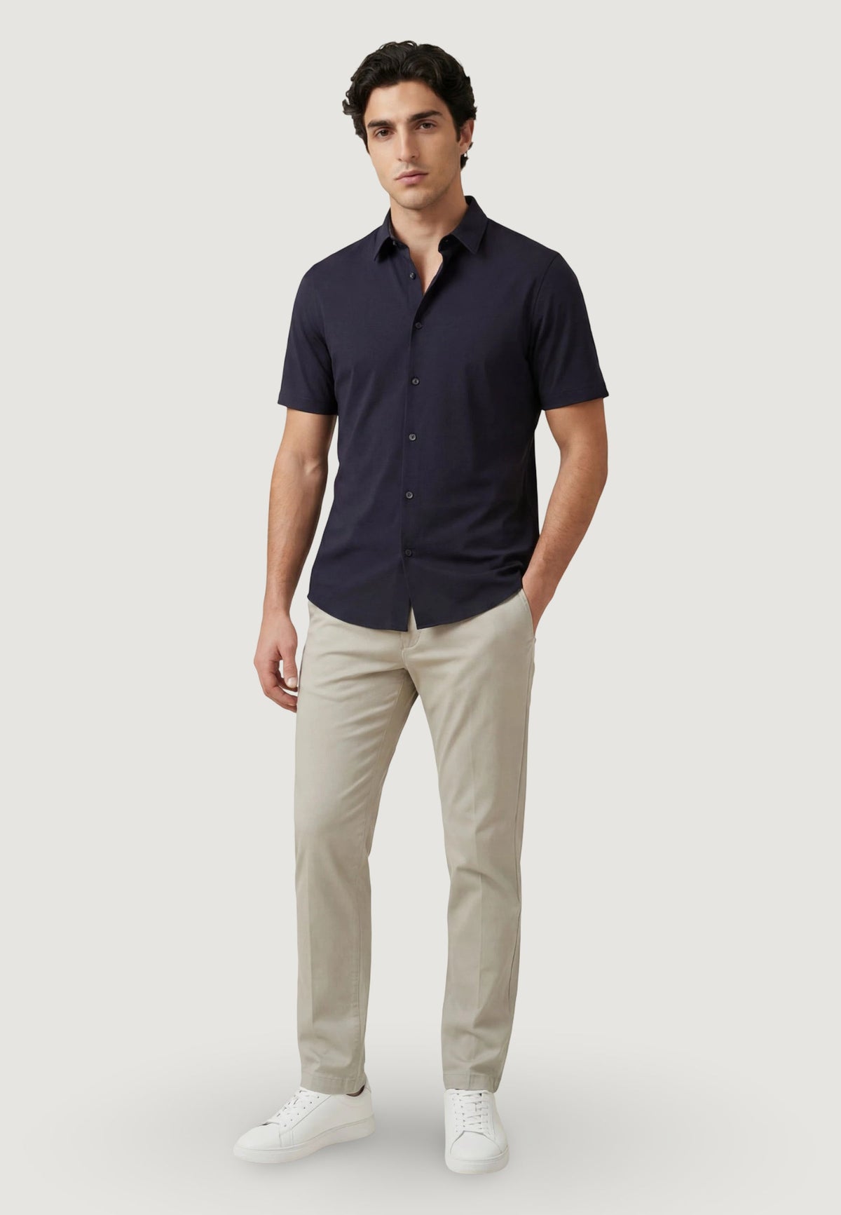 Armani Exchange Polyamide Overhemd met Korte Mouwen – Blauw