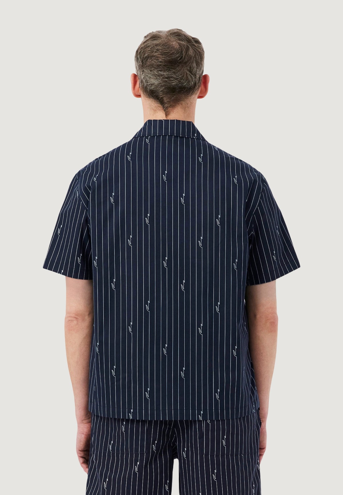 Lacoste Gestreept overhemd met korte mouwen – Zwart
