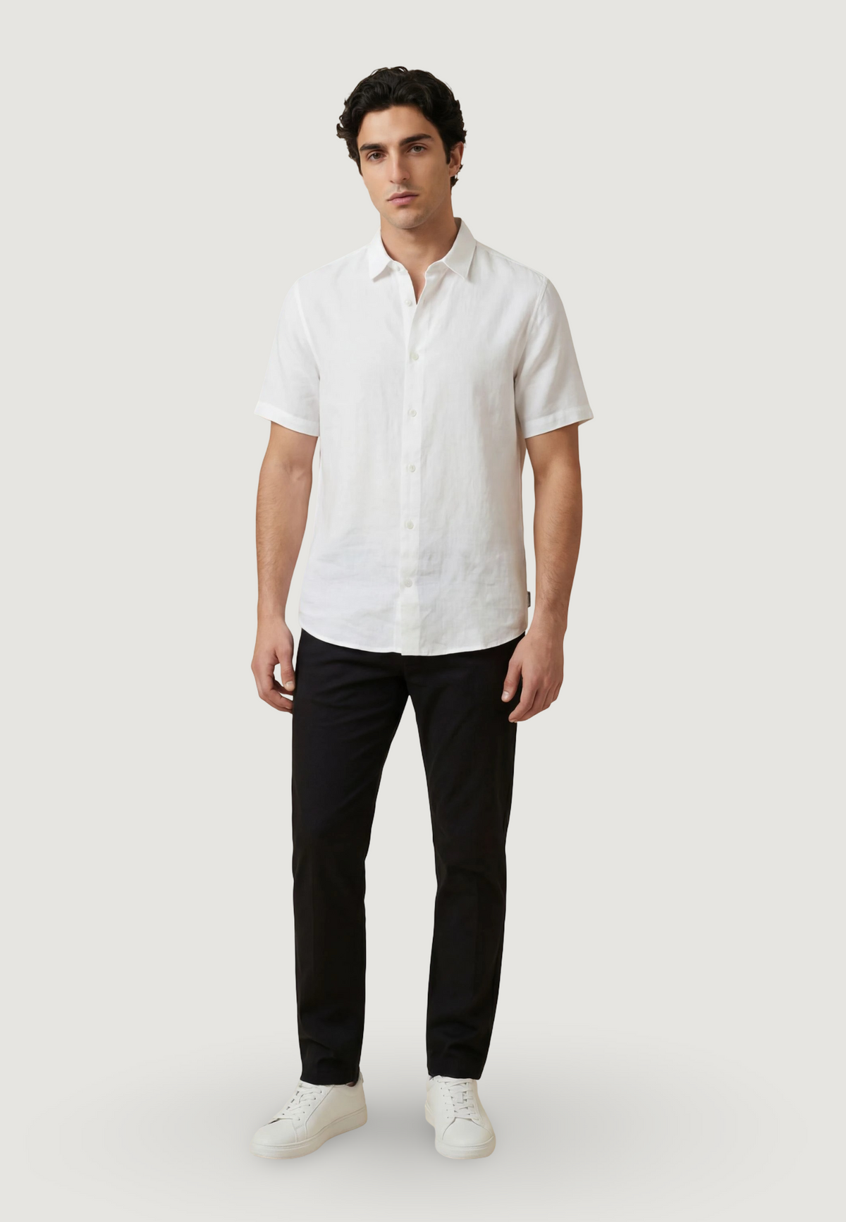 Armani Exchange Linnen Overhemd met Korte Mouwen – Wit