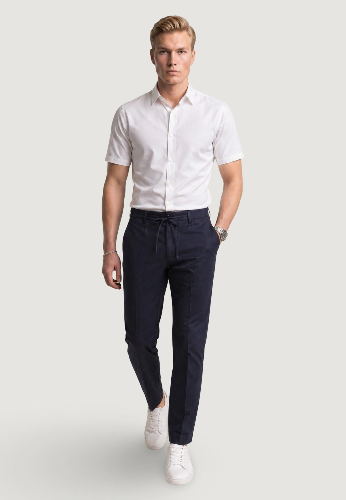 Armani Exchange Polyamide Overhemd met Korte Mouwen – Wit