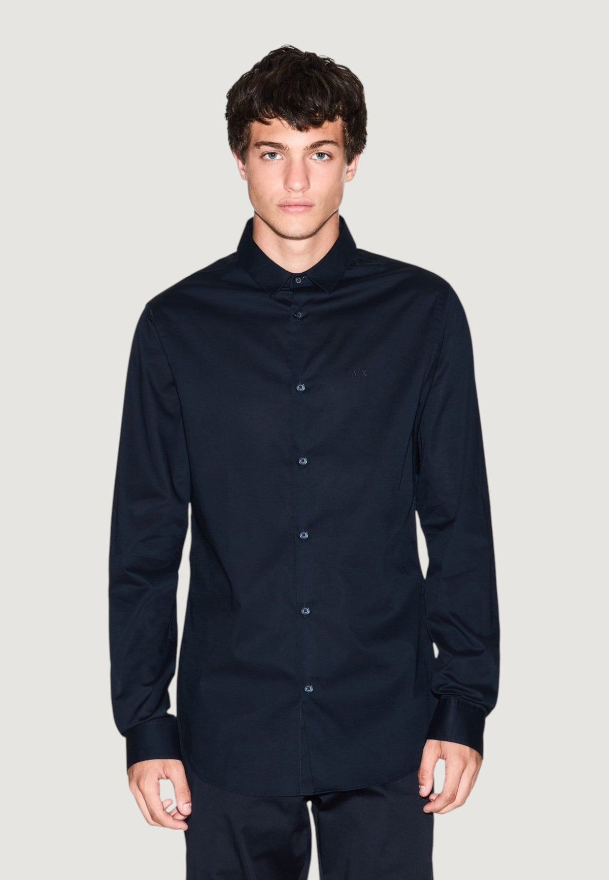Armani Exchange Katoenen Overhemd met Lange Mouwen – Blauw