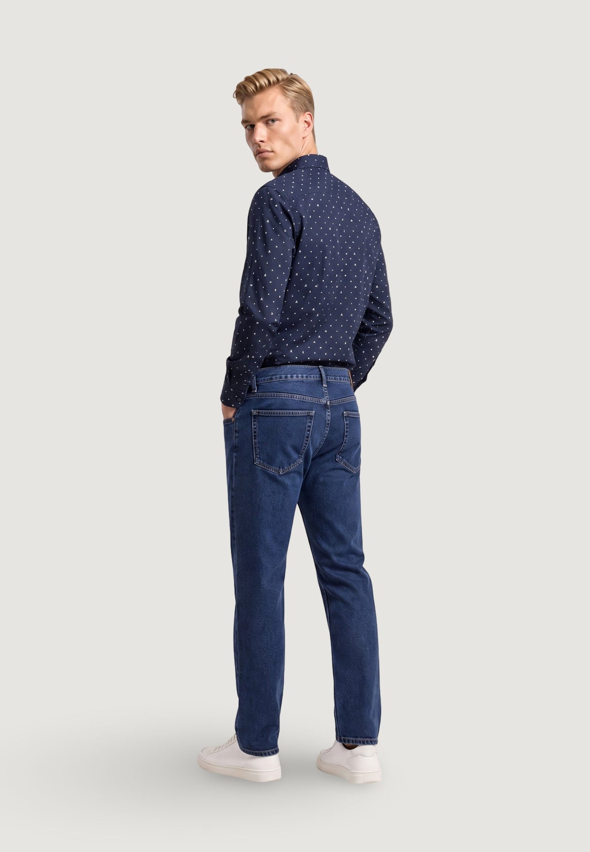 Armani Exchange Overhemd met Geometrisch Patroon – Blauw