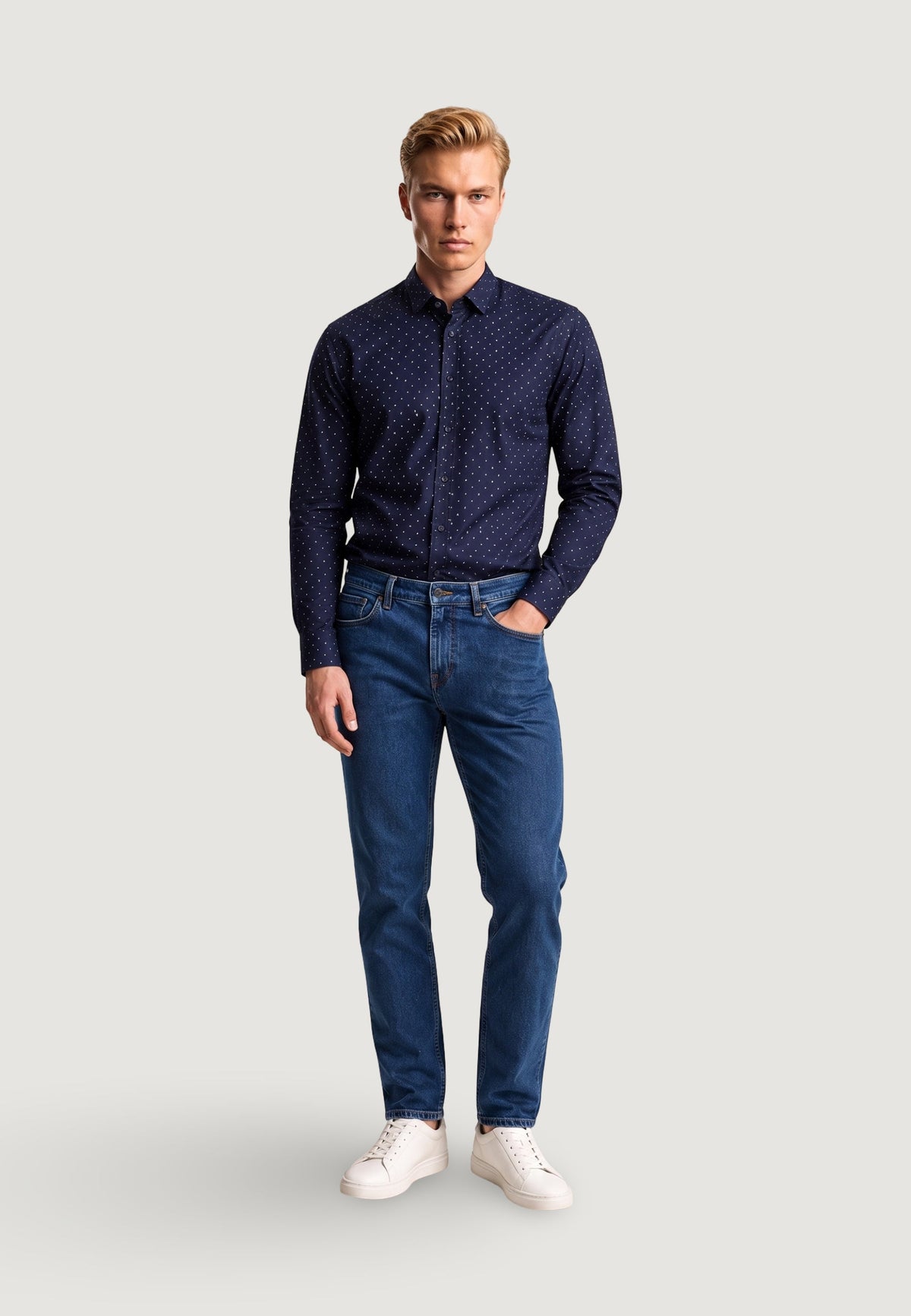 Armani Exchange Overhemd met Geometrisch Patroon – Blauw