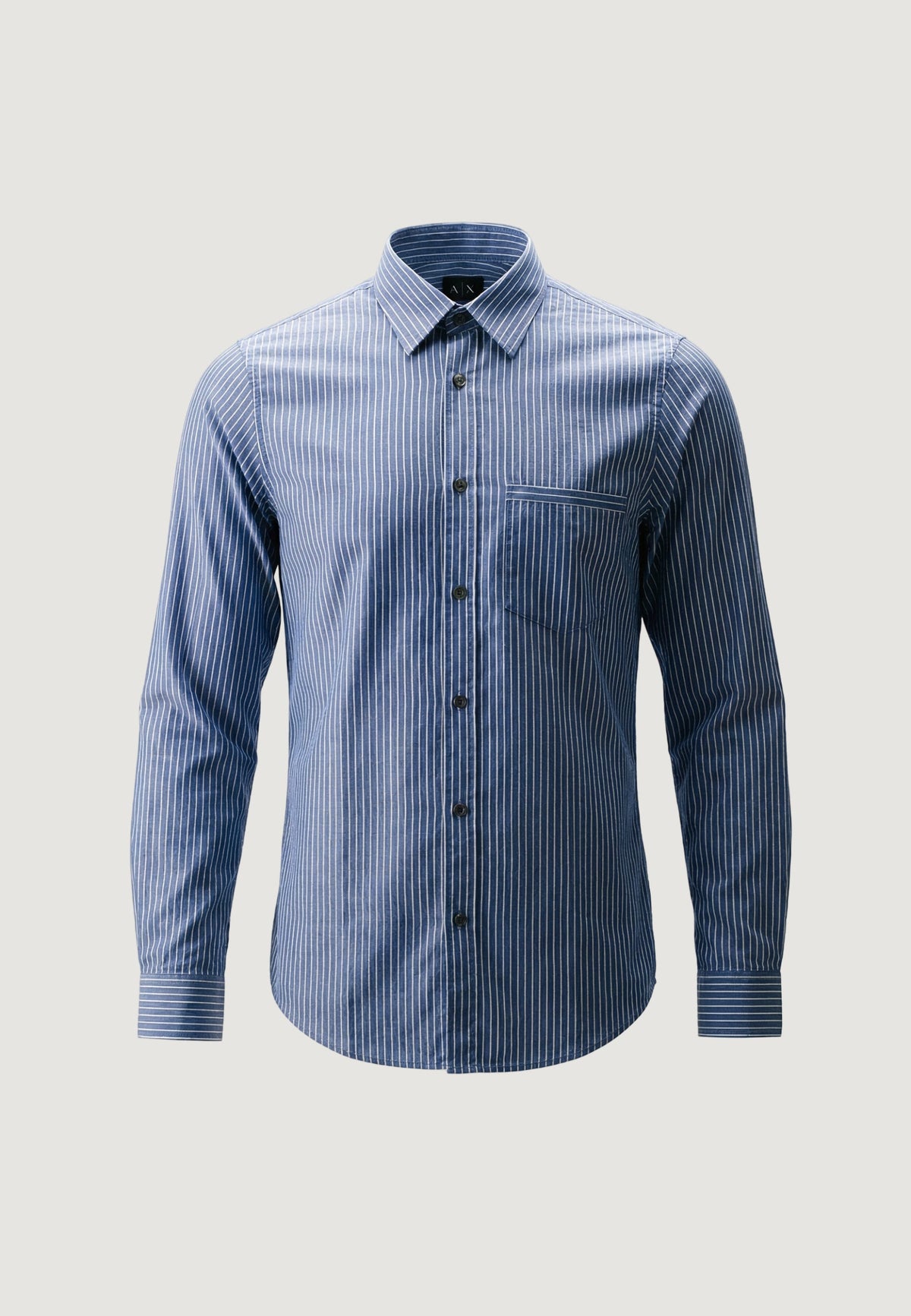 Armani Exchange Gestreept Overhemd met Lange Mouwen – Lichtblauw