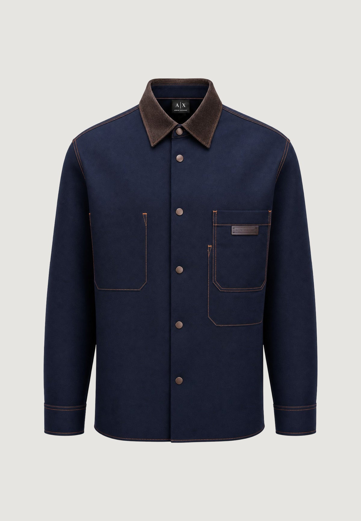 Armani Exchange Katoenen Overhemd met Voorzakken – Marineblauw