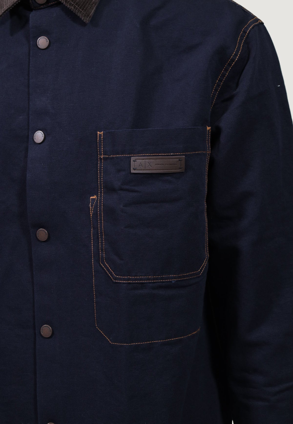 Armani Exchange Katoenen Overhemd met Voorzakken – Marineblauw