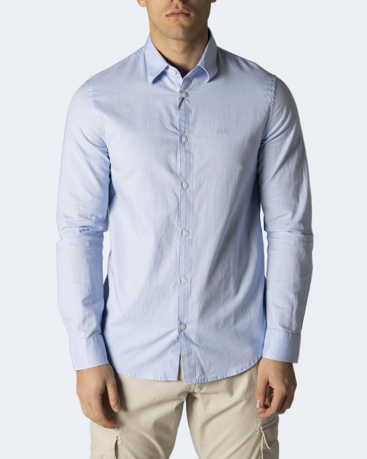 Armani Exchange Katoenen Overhemd met Lange Mouwen – Lichtblauw