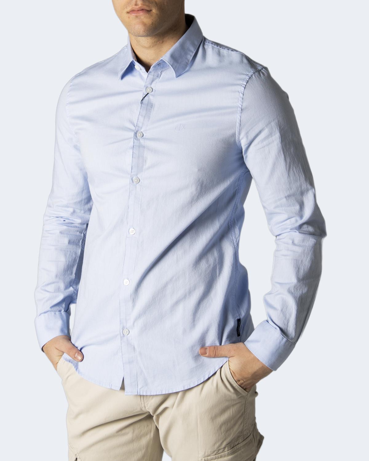 Armani Exchange Katoenen Overhemd met Lange Mouwen – Lichtblauw