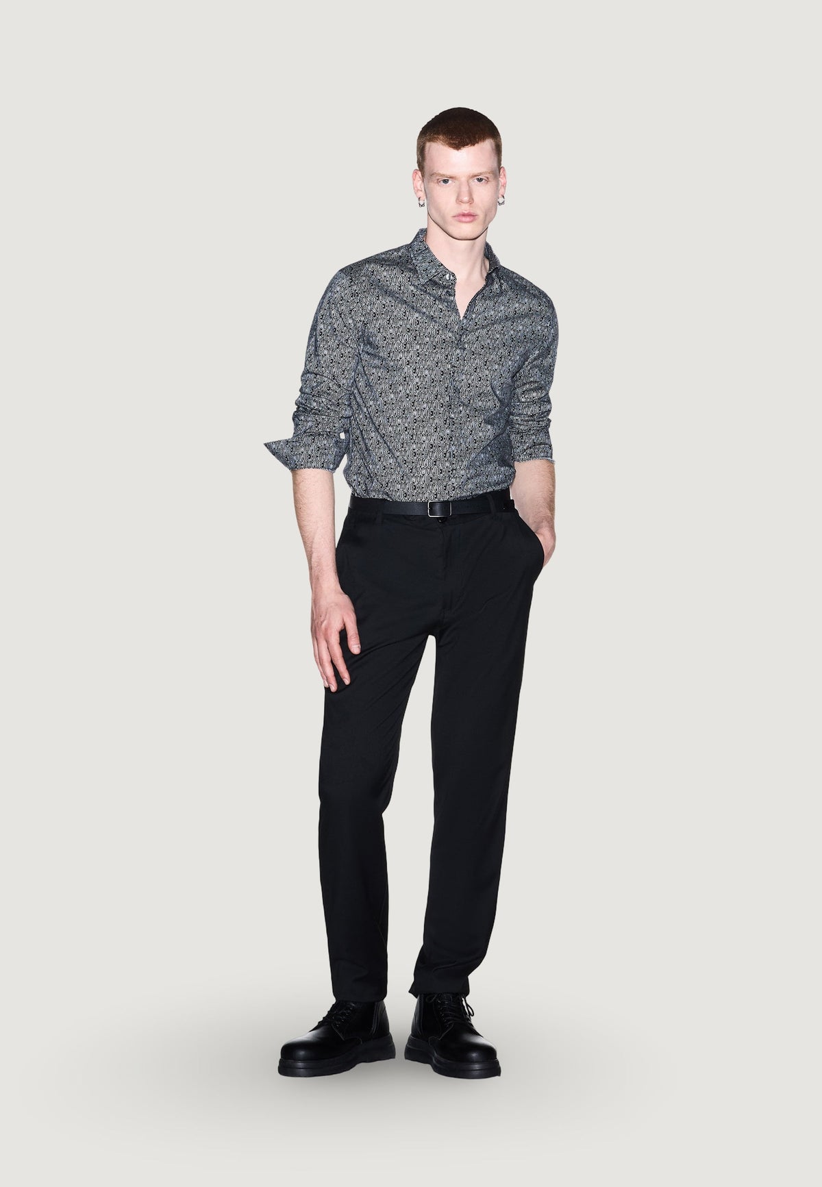 Armani Exchange Overhemd met Kleine Print – Zwart