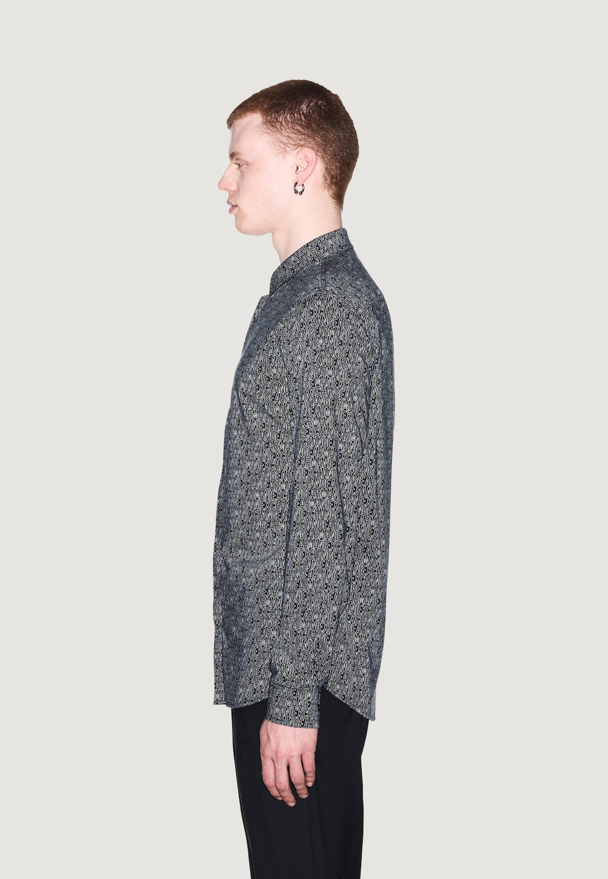 Armani Exchange Overhemd met Kleine Print – Zwart