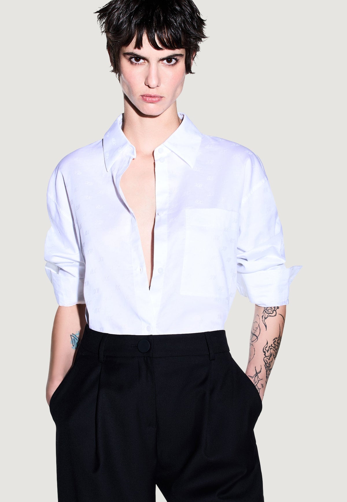 Armani Exchange Katoenen Blouse met Lange Mouwen – Wit
