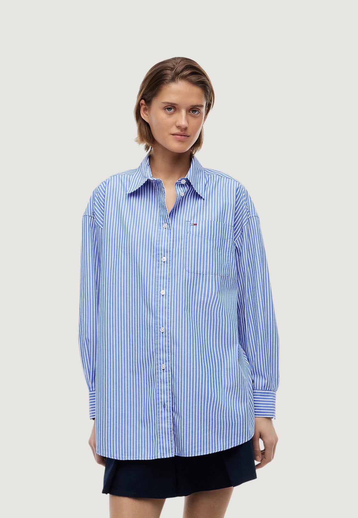 Tommy Hilfiger Gestreept overhemd met lange mouwen – Blauw