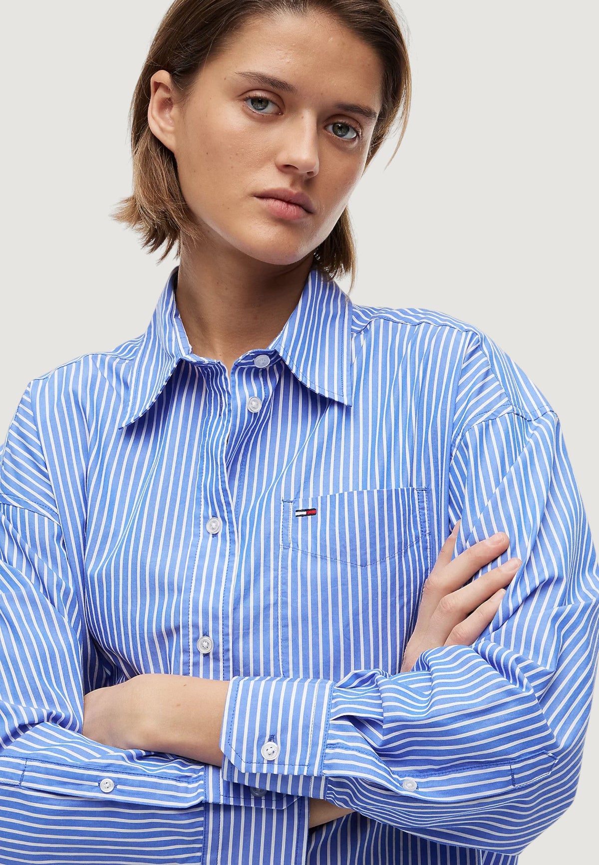 Tommy Hilfiger Gestreept overhemd met lange mouwen – Blauw