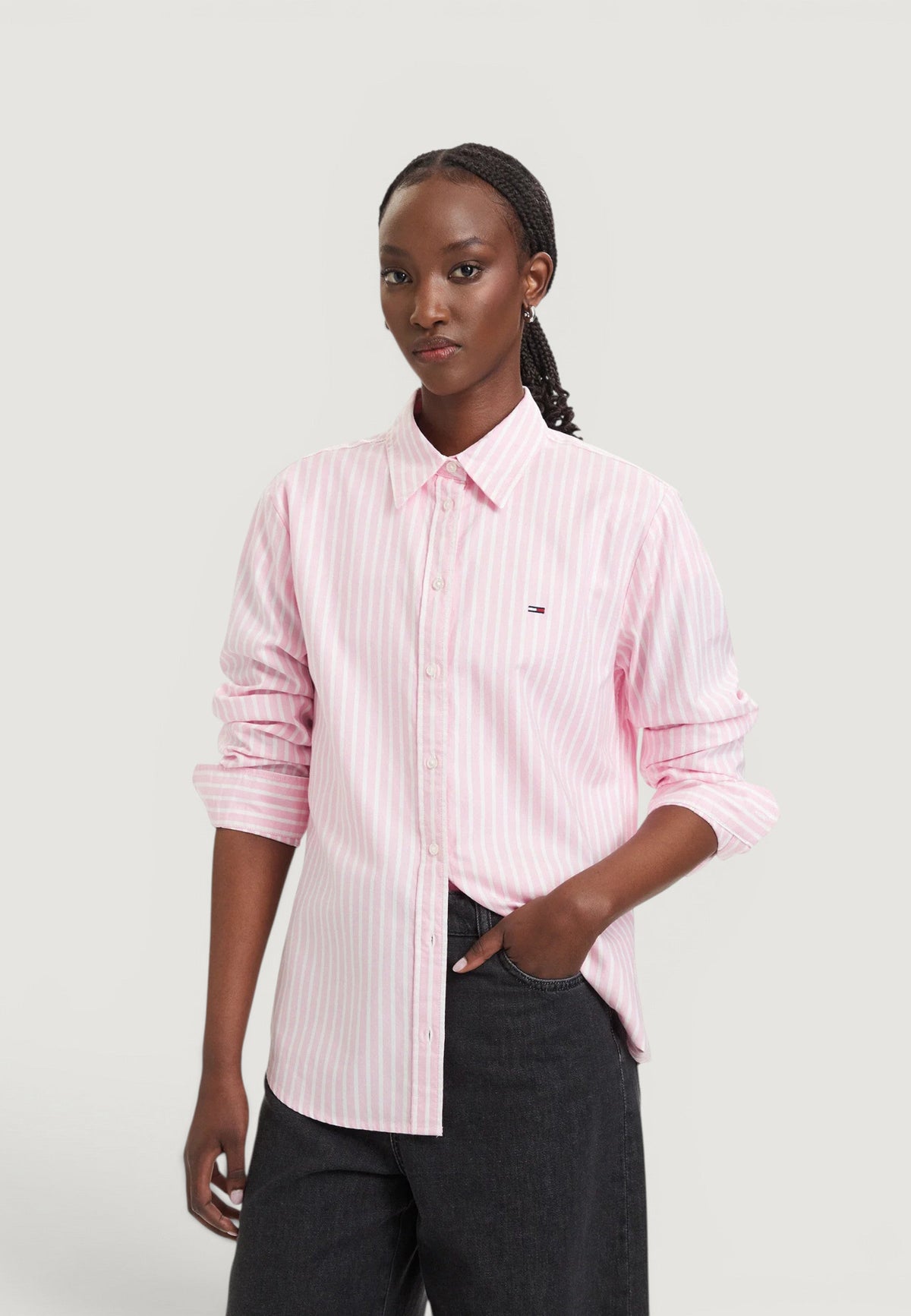 Tommy Hilfiger Gestreept overhemd met lange mouwen – Roze