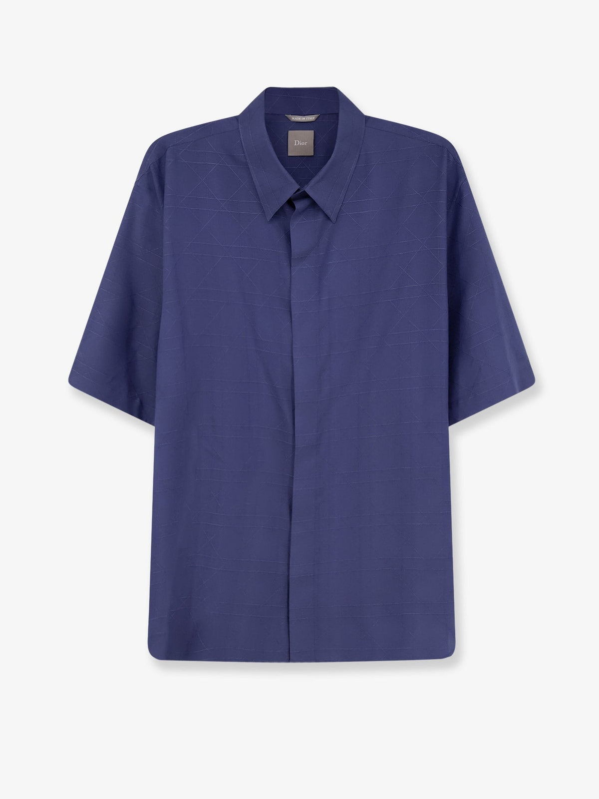Christian Dior Zijden Cannage Overhemd – Donkerblauw