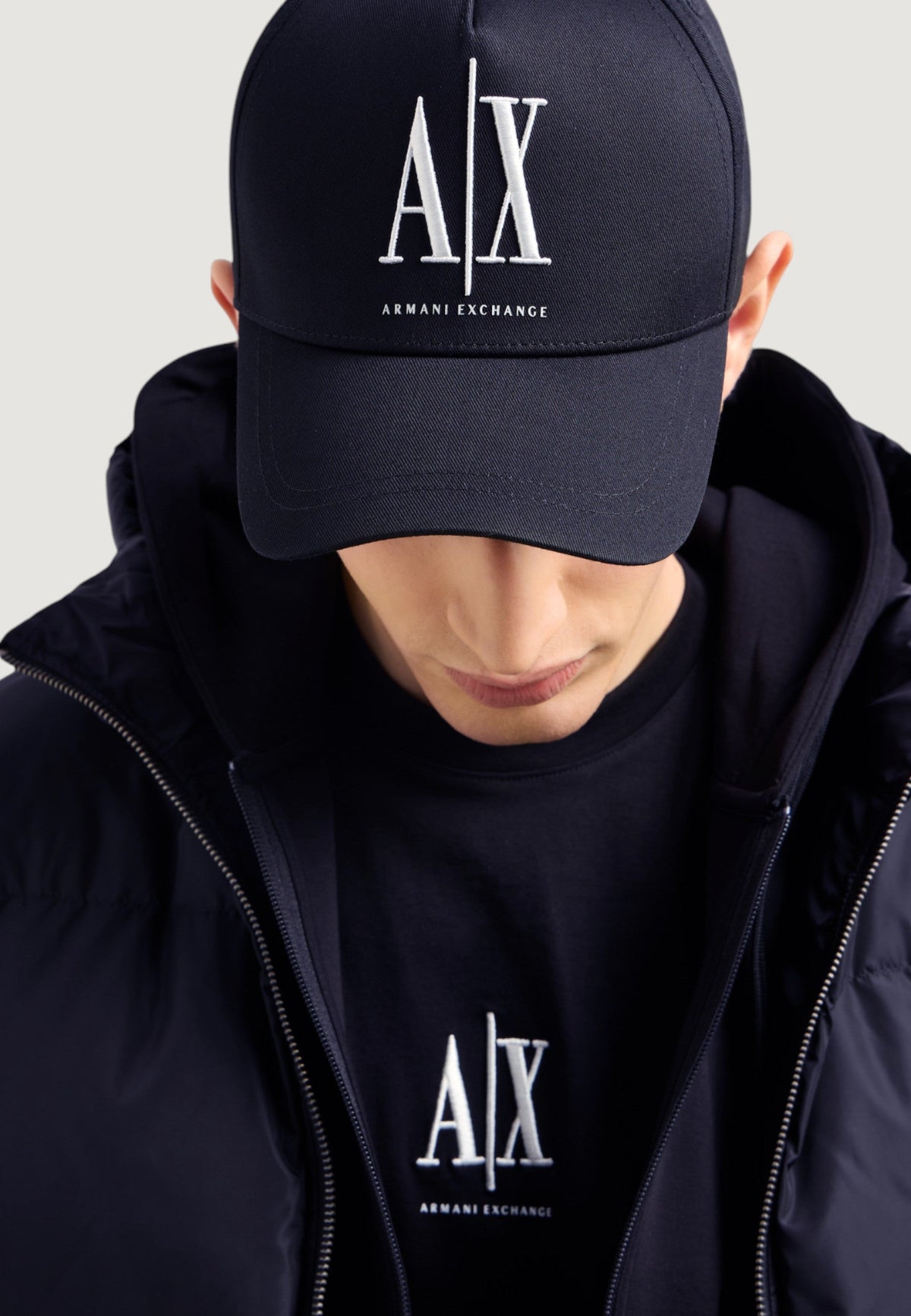 Armani Exchange Katoenen Pet met Print – Marineblauw