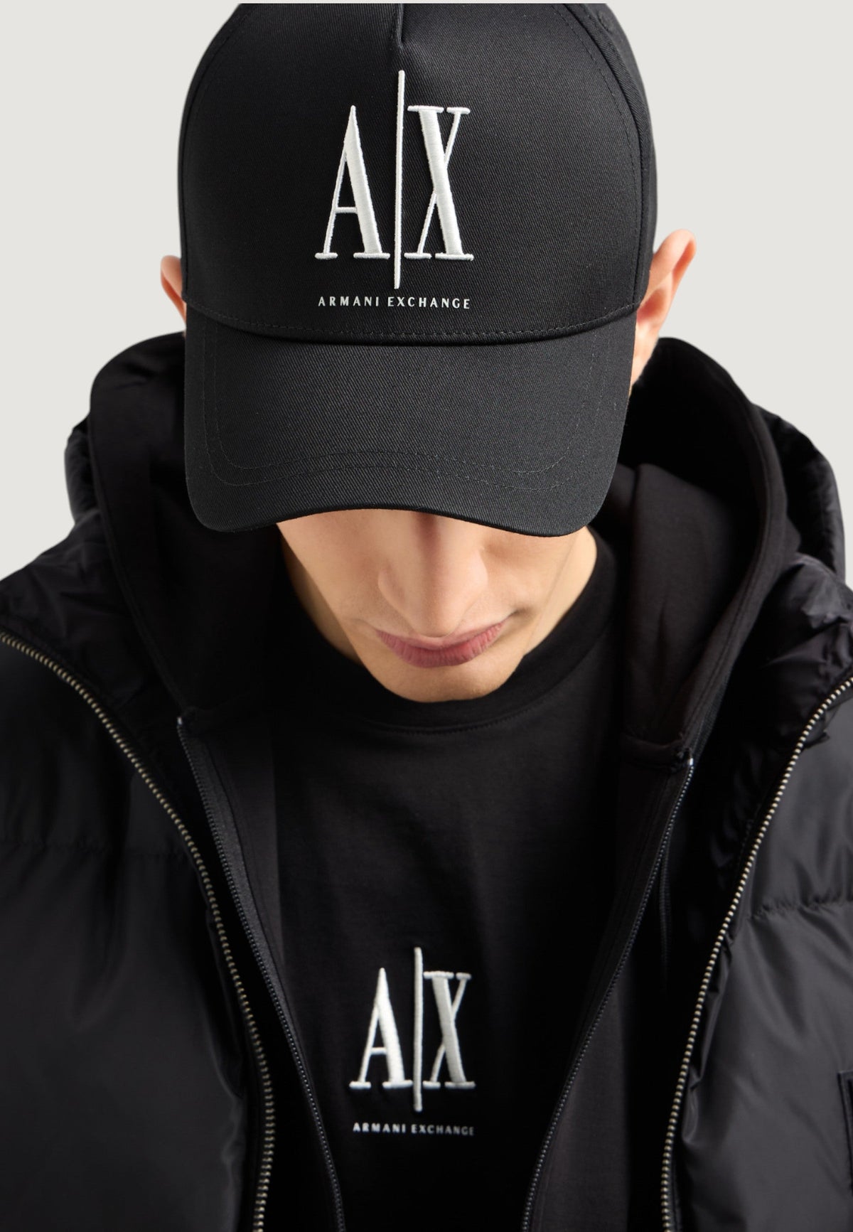 Armani Exchange Katoenen Pet met Print – Zwart