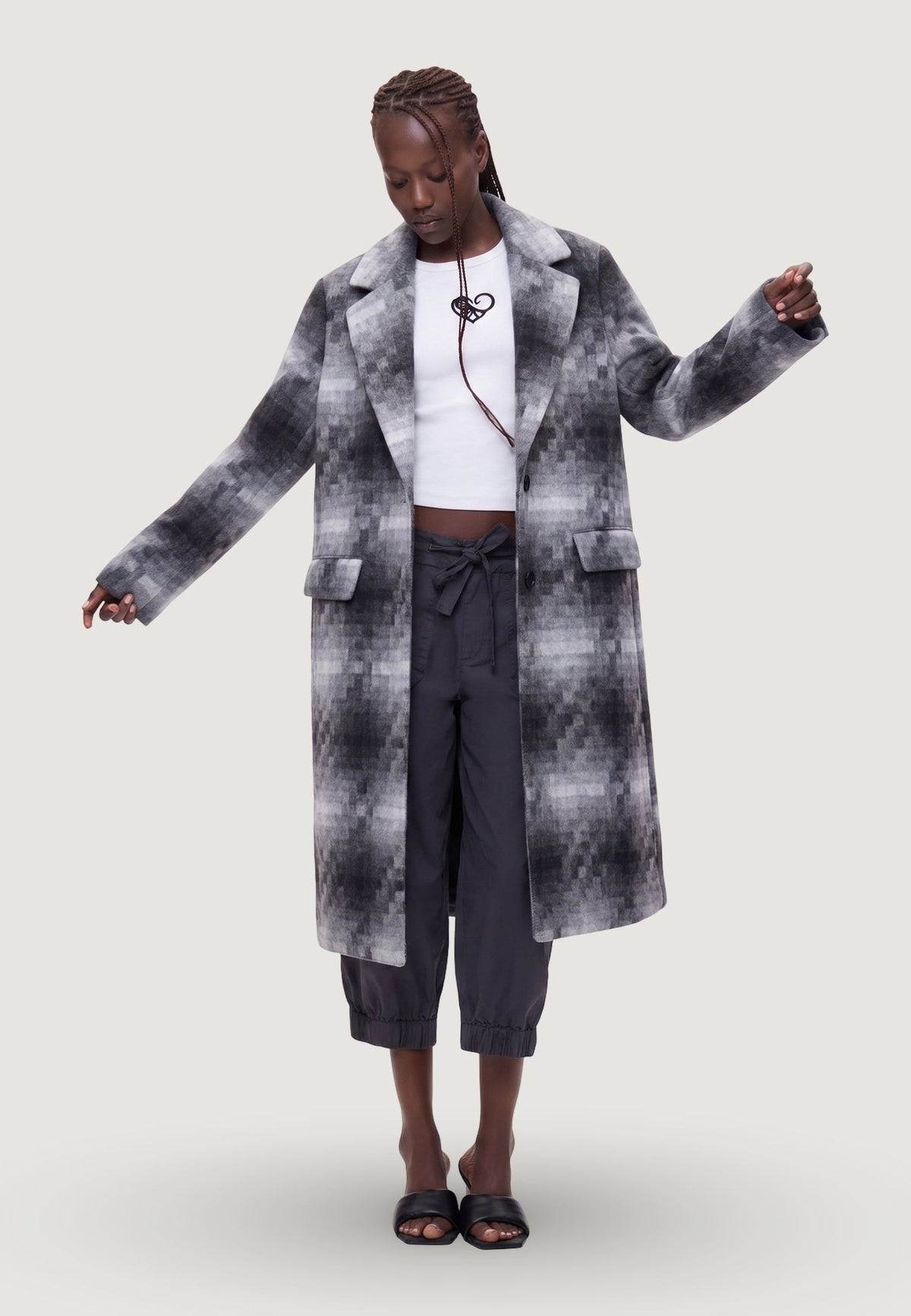 Desigual Mumbai Jas met ruitpatroon en knoopsluiting – Grijs