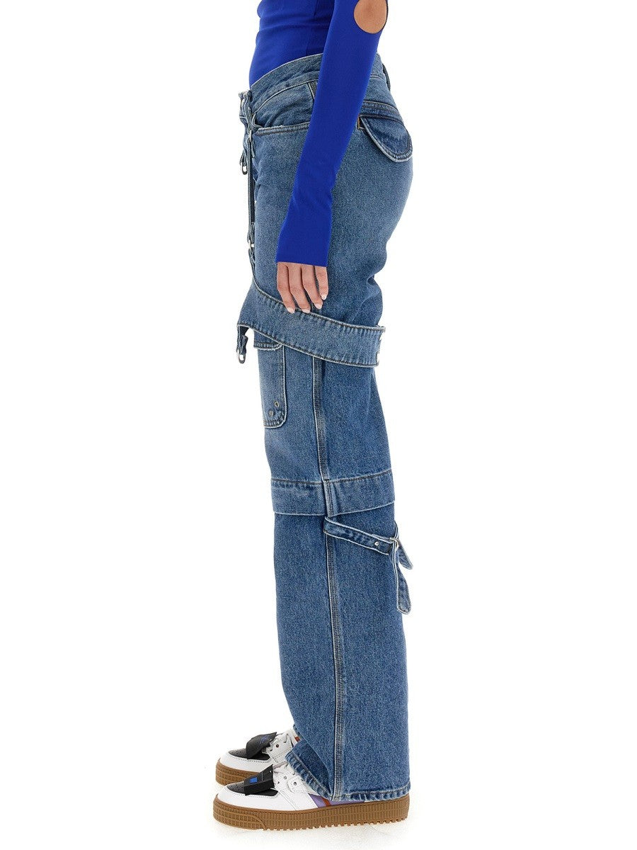Off-White Cargo Jeans Dames – Middenblauw