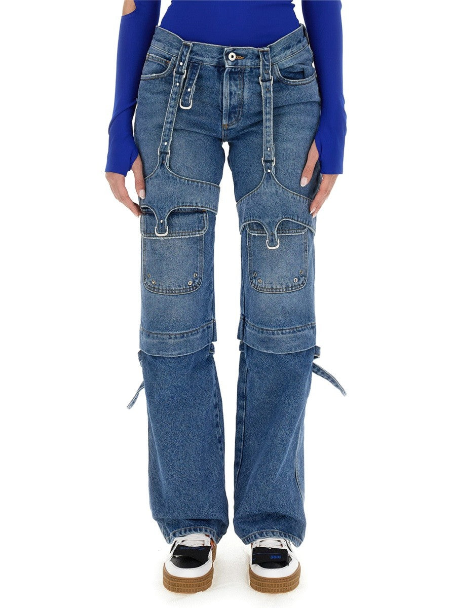 Off-White Cargo Jeans Dames – Middenblauw