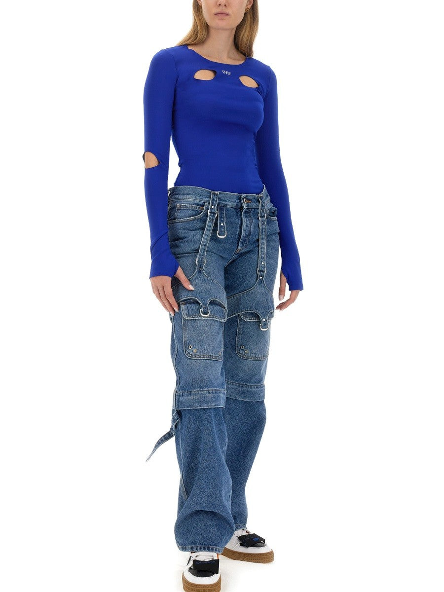 Off-White Cargo Jeans Dames – Middenblauw