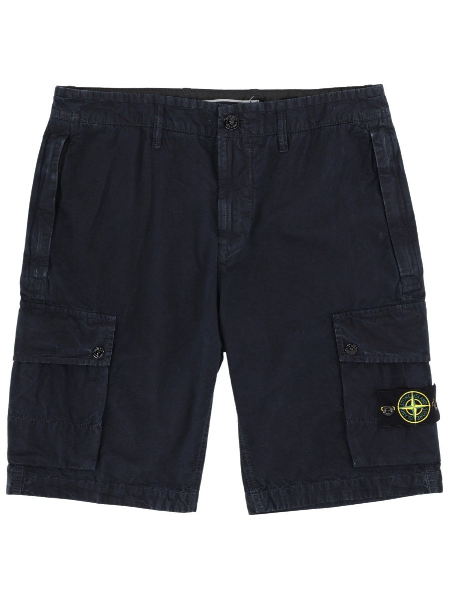 Stone Island Cargoshort met logopatch – Marineblauw