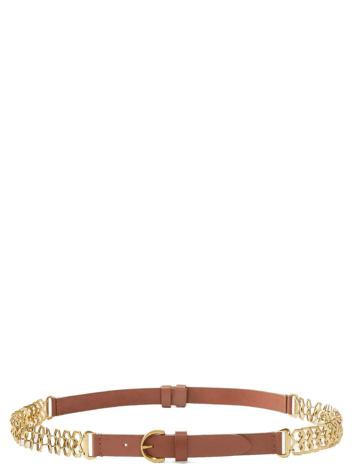 Pinko Leren riem met kettingdetail – Bruin