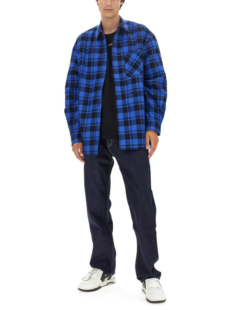 Off-White Oversized Overhemd met Ruitprint – Blauw / Zwart
