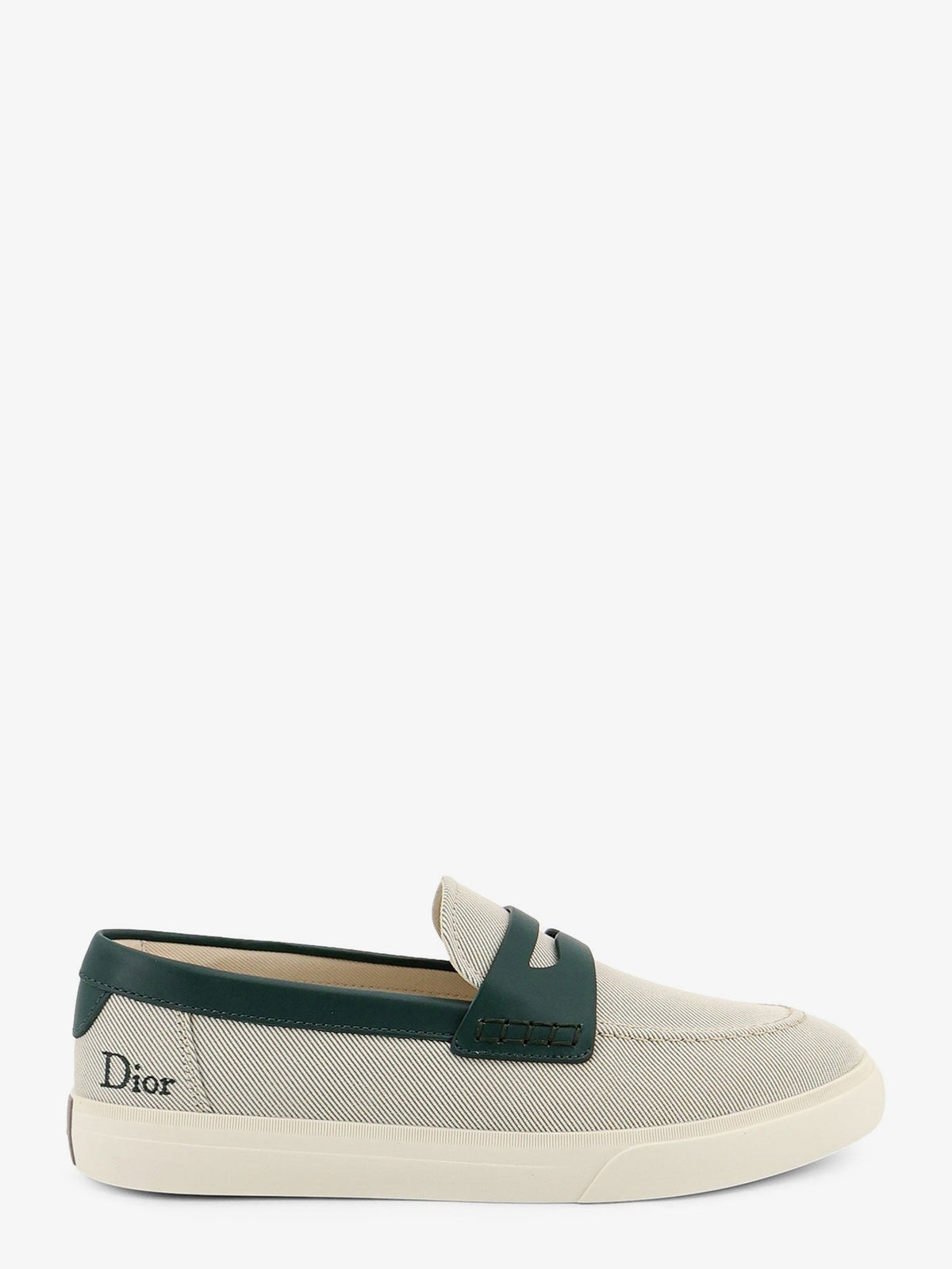 Christian Dior Chester Loafers – Lichtgrijs / Donkergroen
