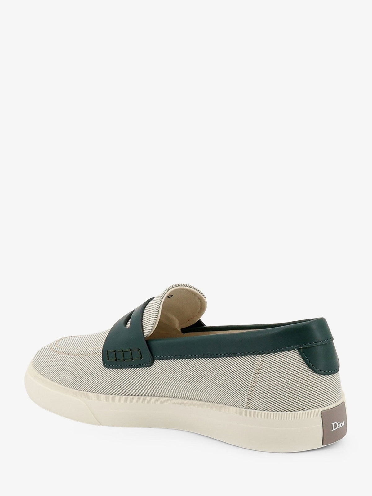 Christian Dior Chester Loafers – Lichtgrijs / Donkergroen