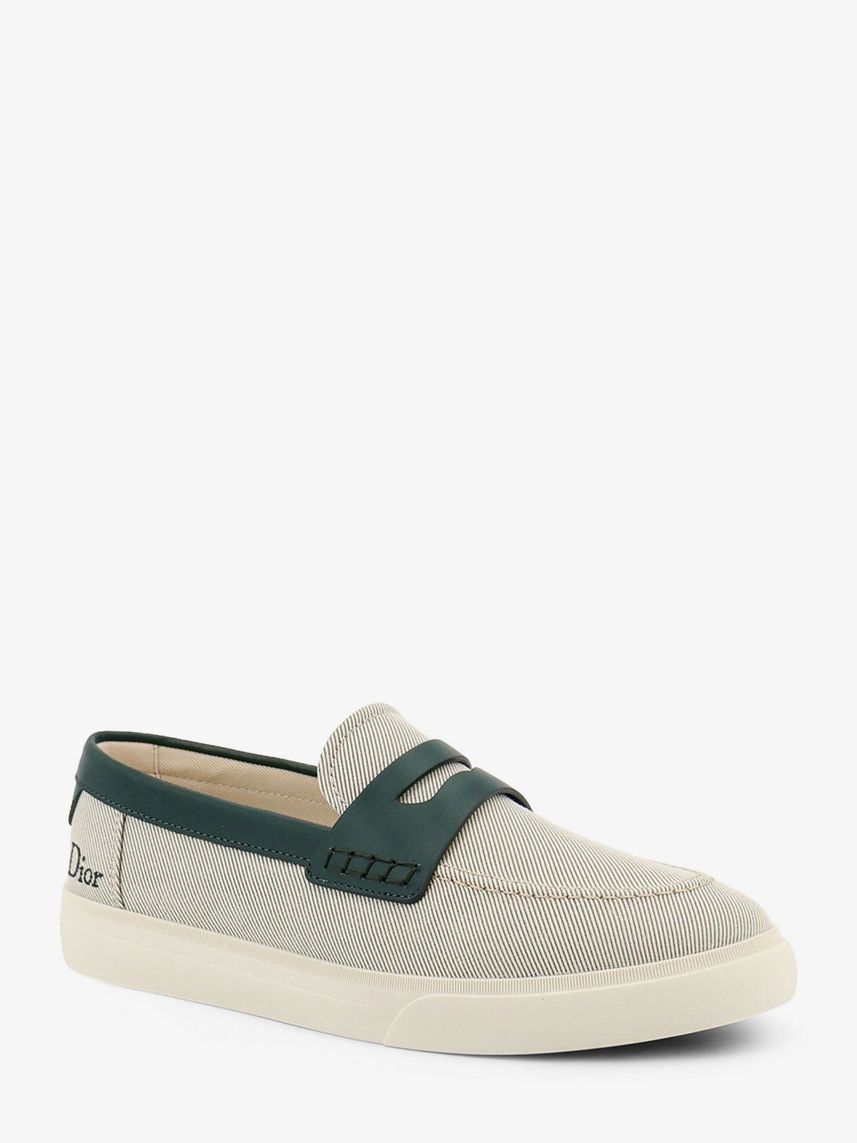 Christian Dior Chester Loafers – Lichtgrijs / Donkergroen