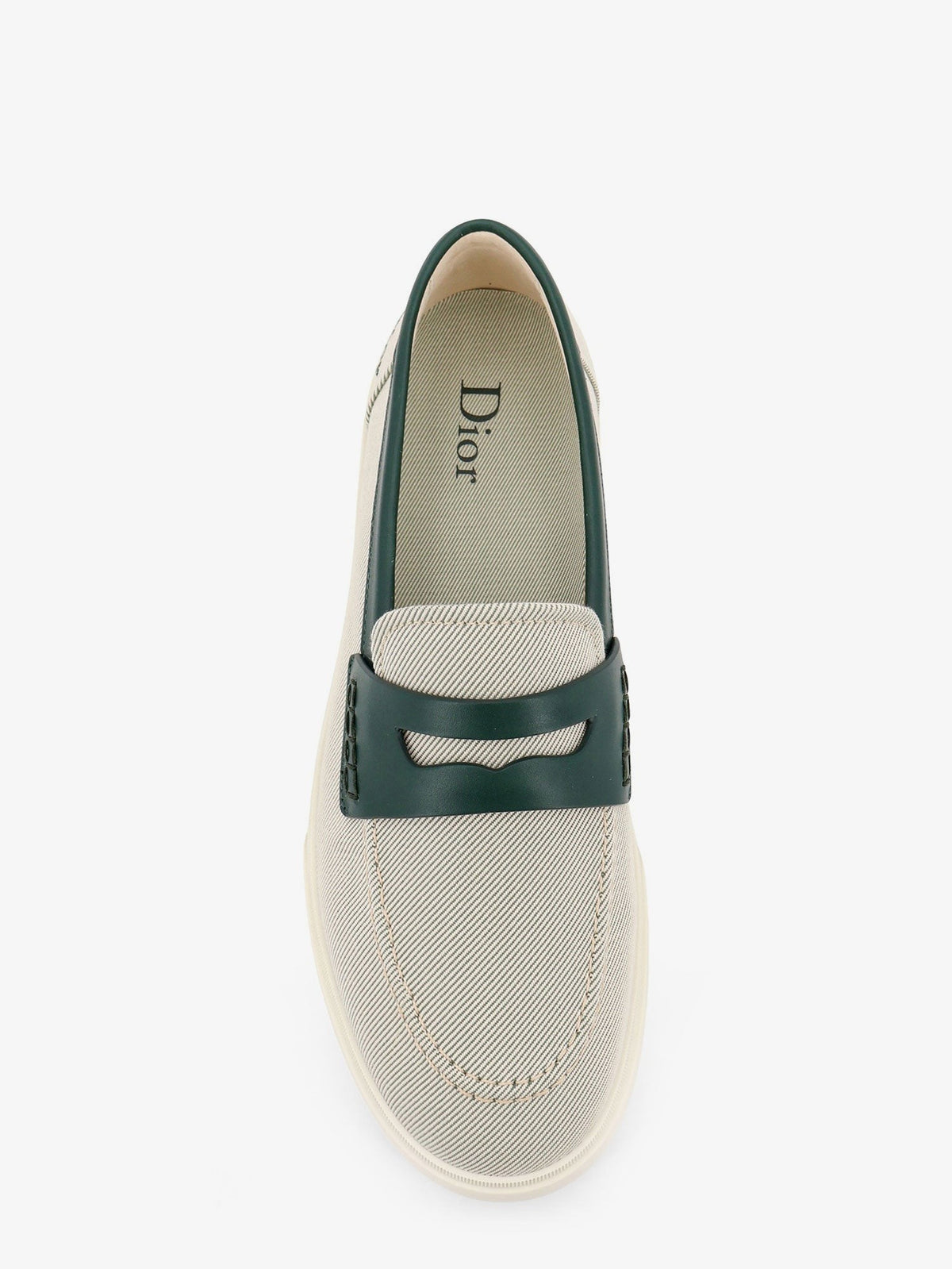 Christian Dior Chester Loafers – Lichtgrijs / Donkergroen