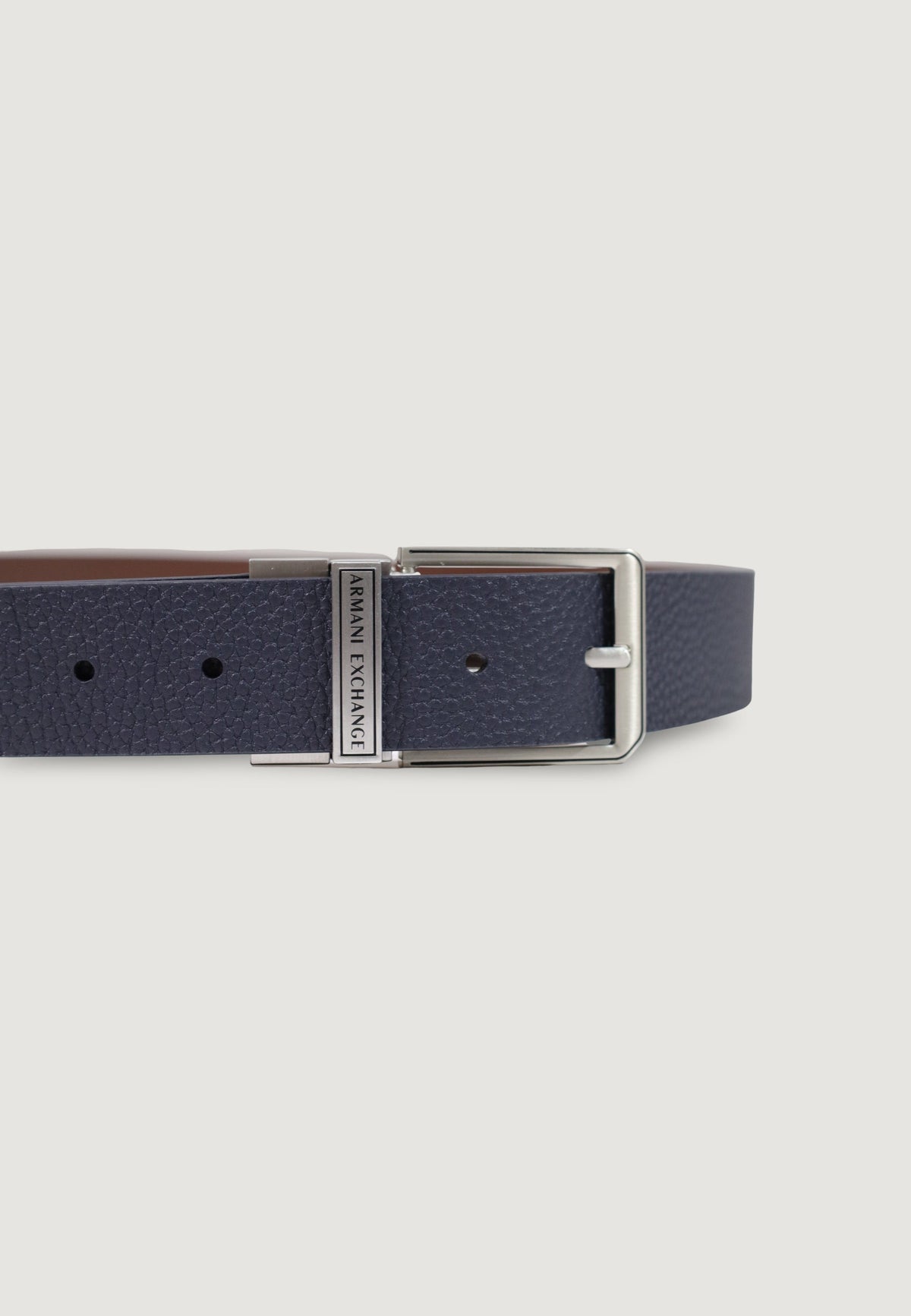 Armani Exchange Leren Riem Heren – Marineblauw / Bruin