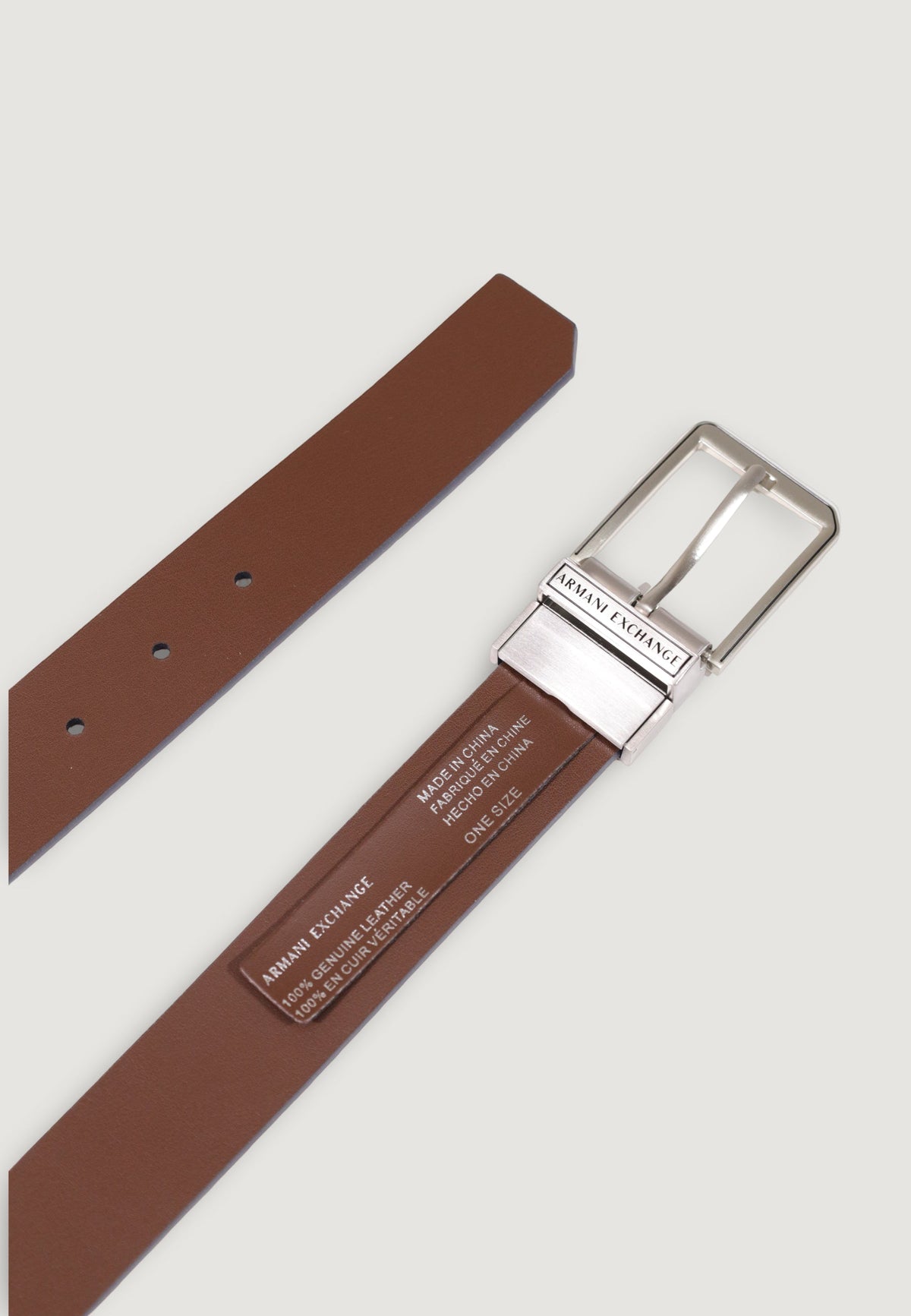 Armani Exchange Leren Riem Heren – Marineblauw / Bruin