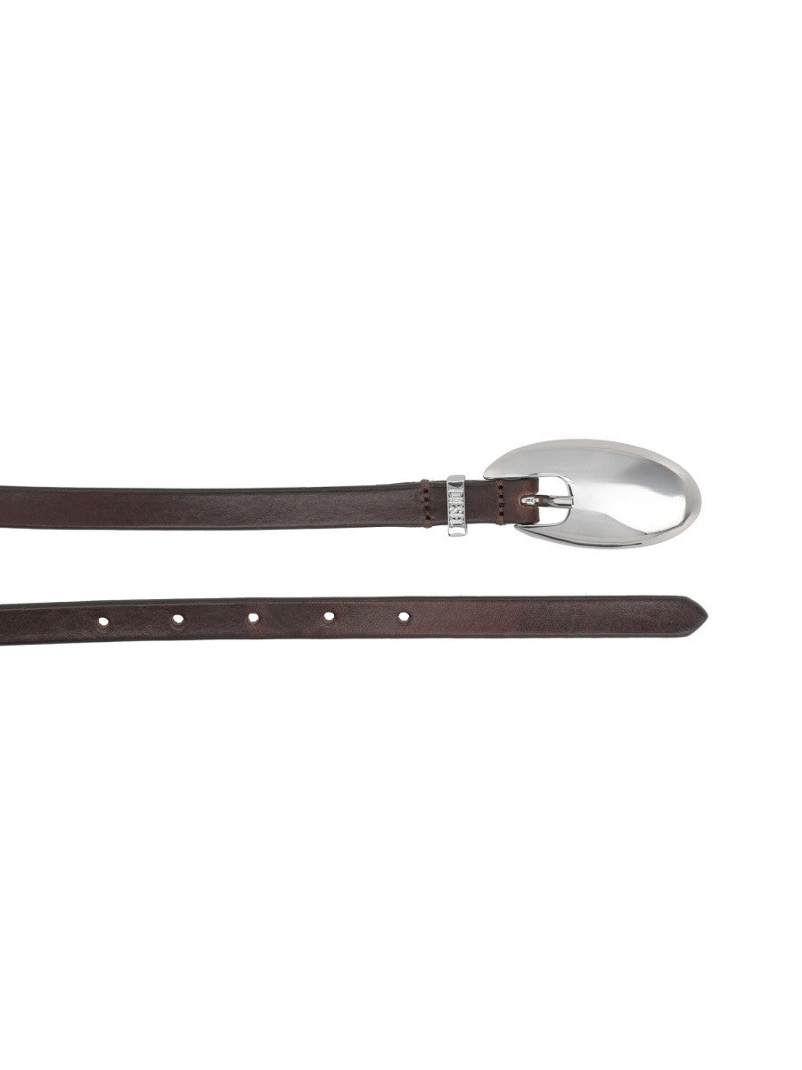 Diesel Smalle leren riem – Bruin
