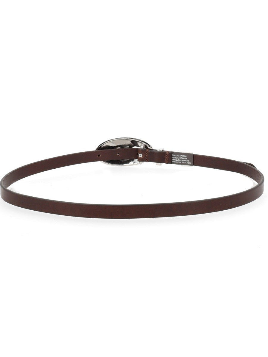 Diesel Smalle leren riem – Bruin
