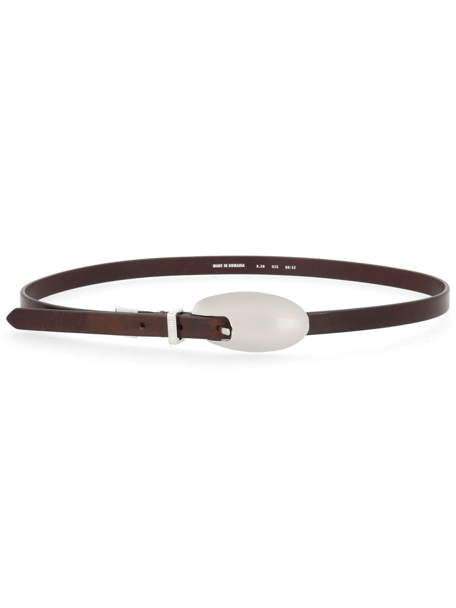 Diesel Smalle leren riem – Bruin