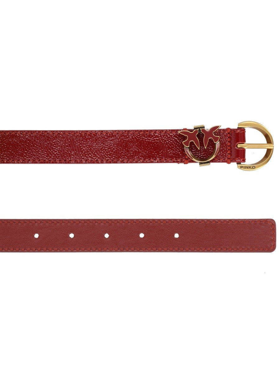 Pinko Leren riem met logo – Rood