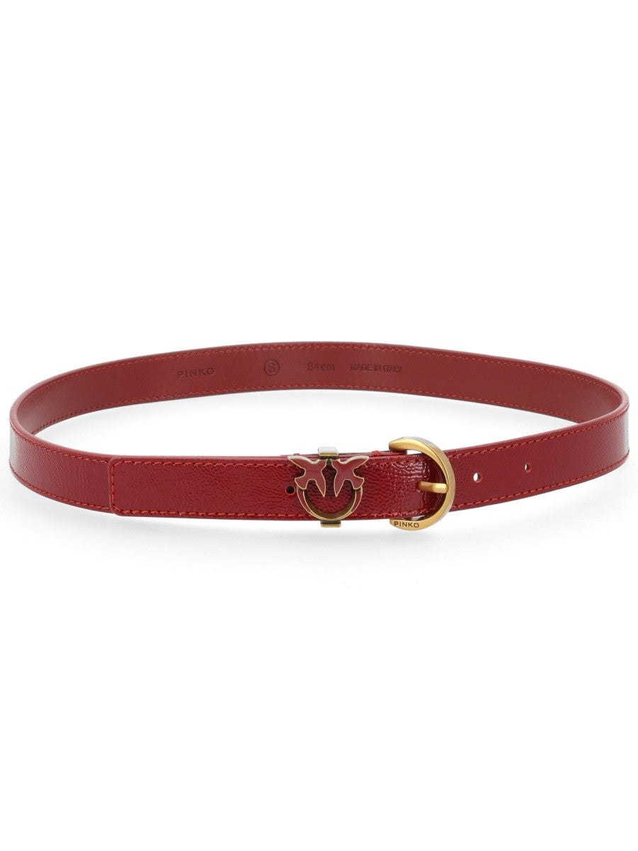 Pinko Leren riem met logo – Rood