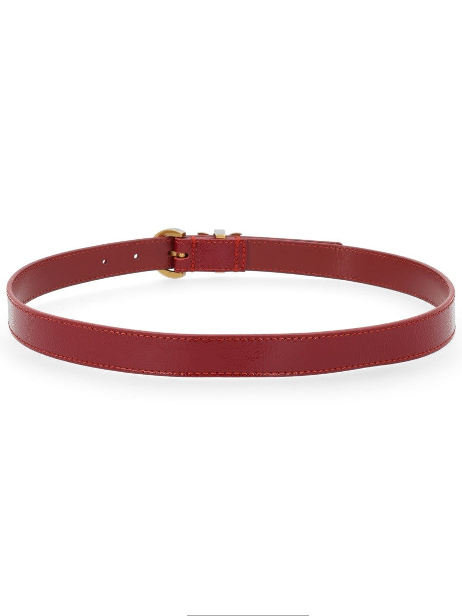 Pinko Leren riem met logo – Rood